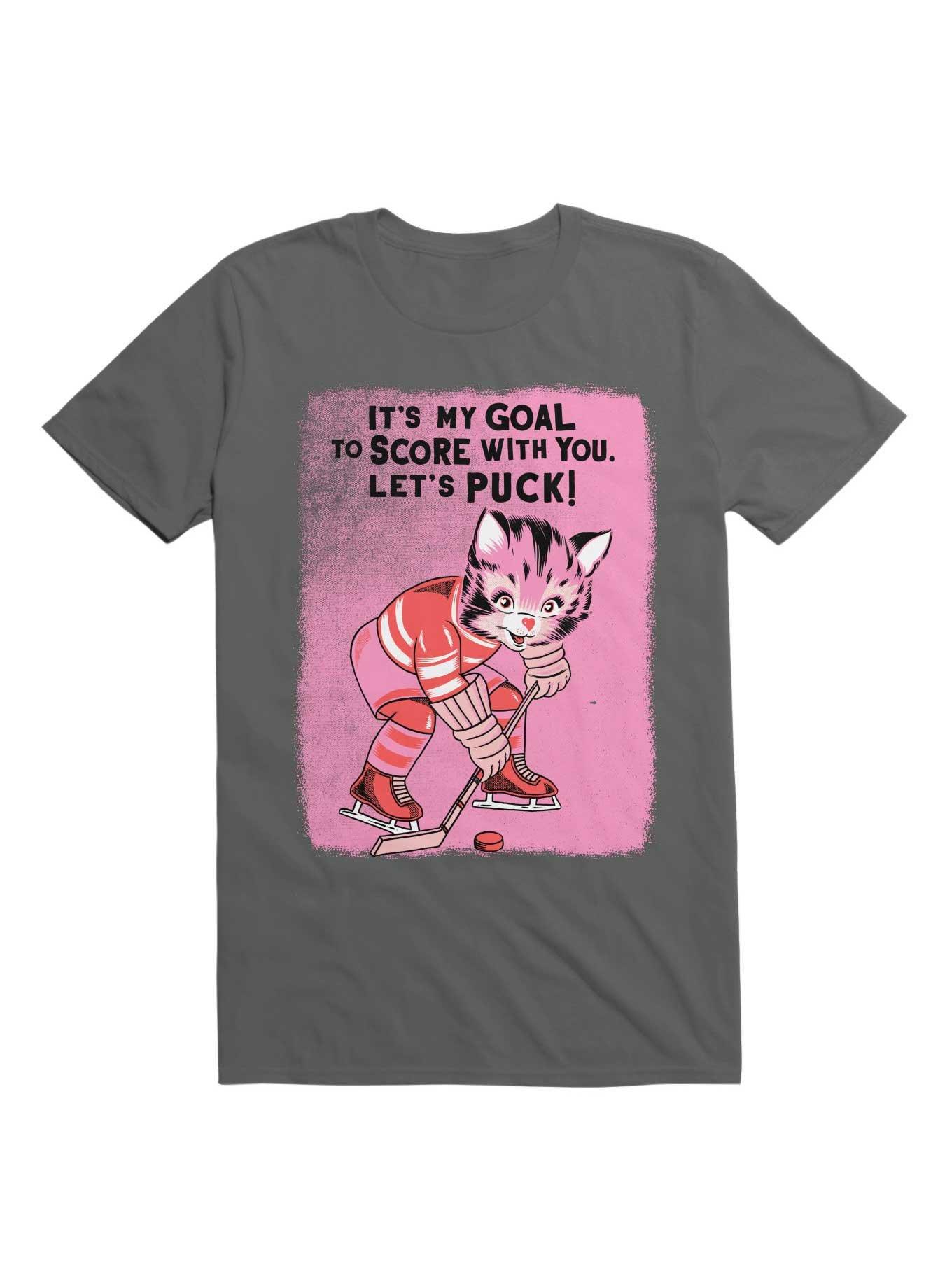It's My Goal To Score With You Let's Puck T-Shirt, CHARCOAL, hi-res