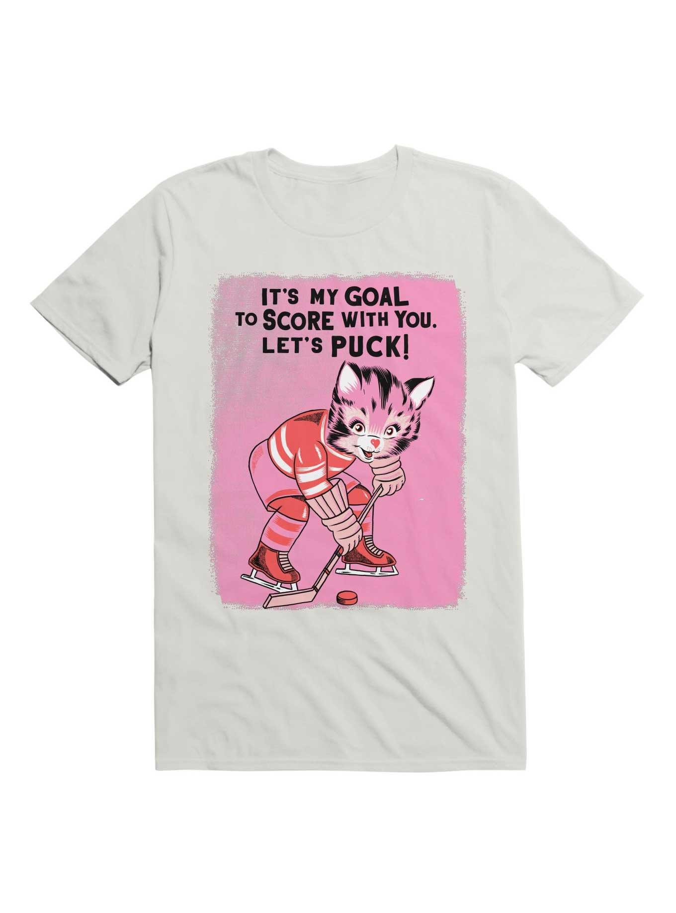 It's My Goal To Score With You Let's Puck T-Shirt, WHITE, hi-res