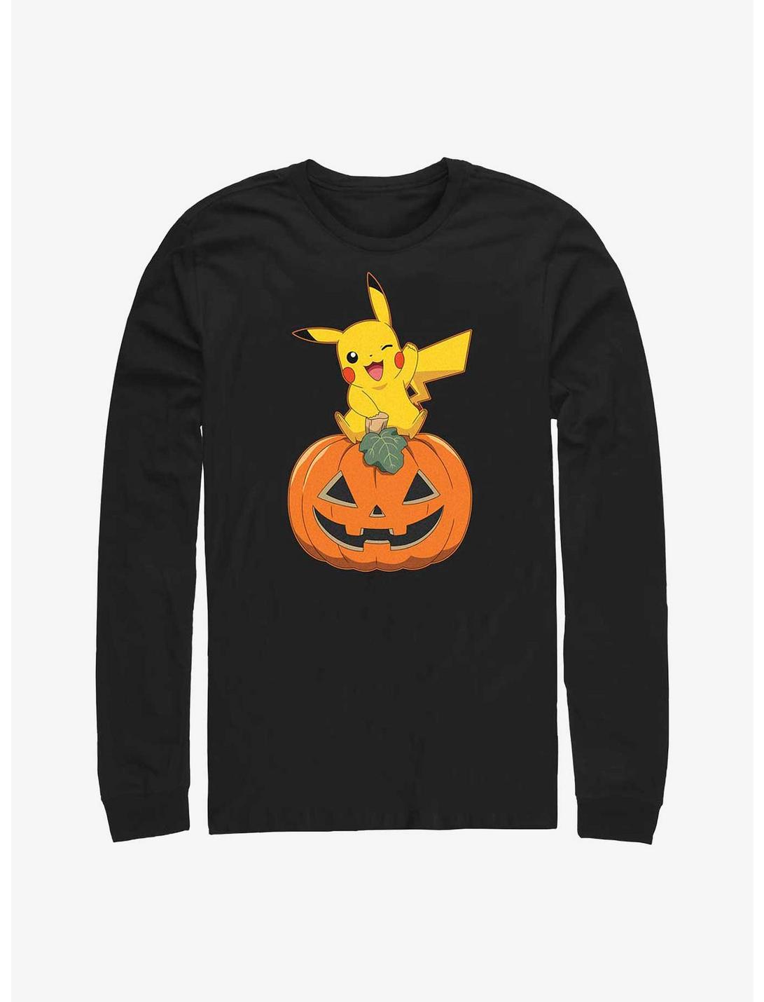 Pokemon Pikachu Pumpkin Long-Sleeve T-Shirt, BLACK, hi-res