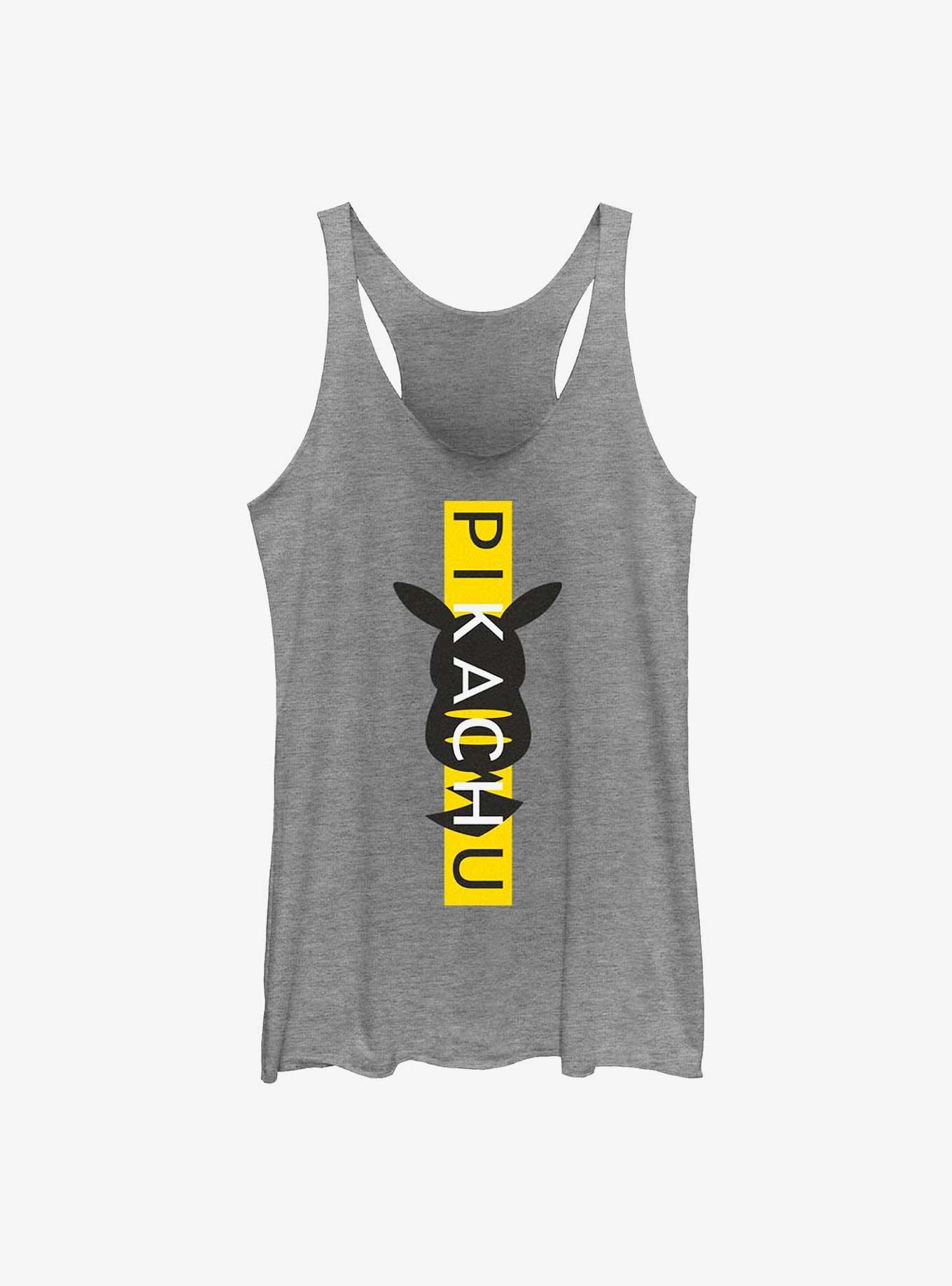 Pokemon Pikachu Vertical Type Girls Raw Edge Tank, GRAY HTR, hi-res