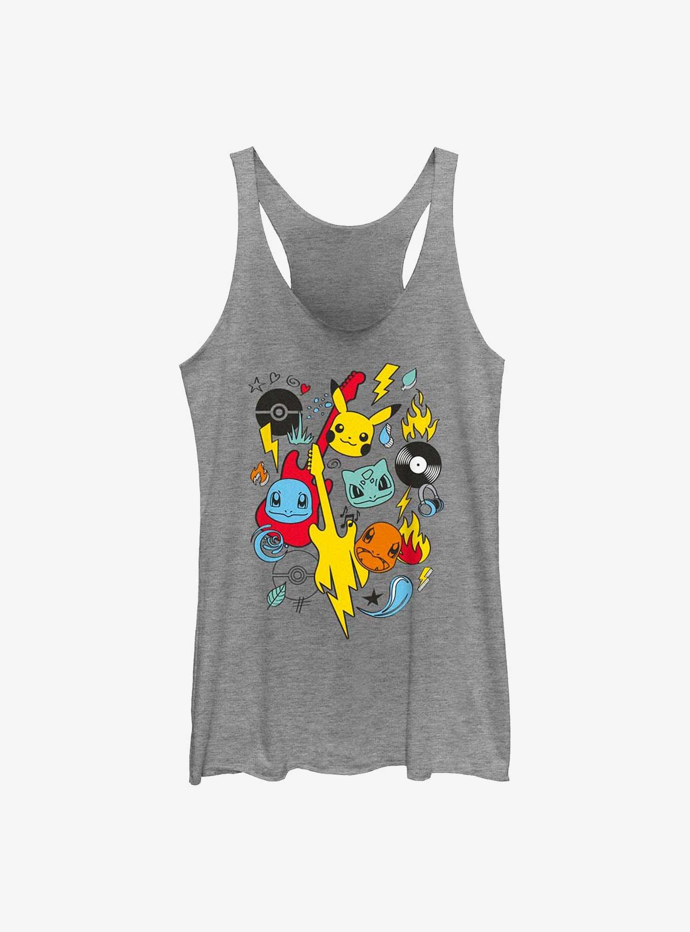 Pokemon Rockstars Collage Girls Raw Edge Tank, GRAY HTR, hi-res