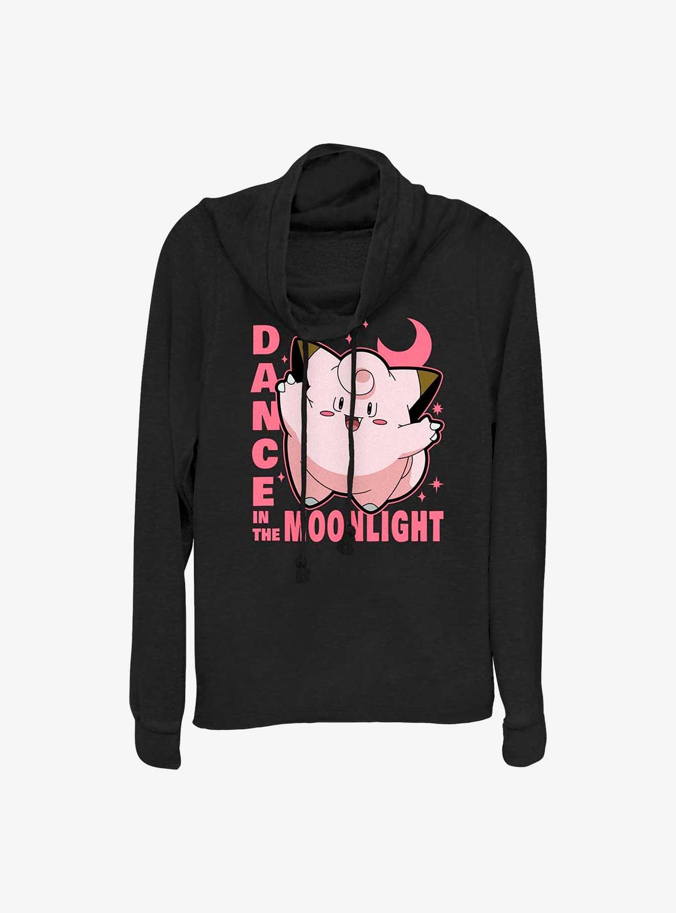 Pokemon Clefairy Dance In The Moonlight Girls Cowl Neck Long-Sleeve Top, BLACK, hi-res