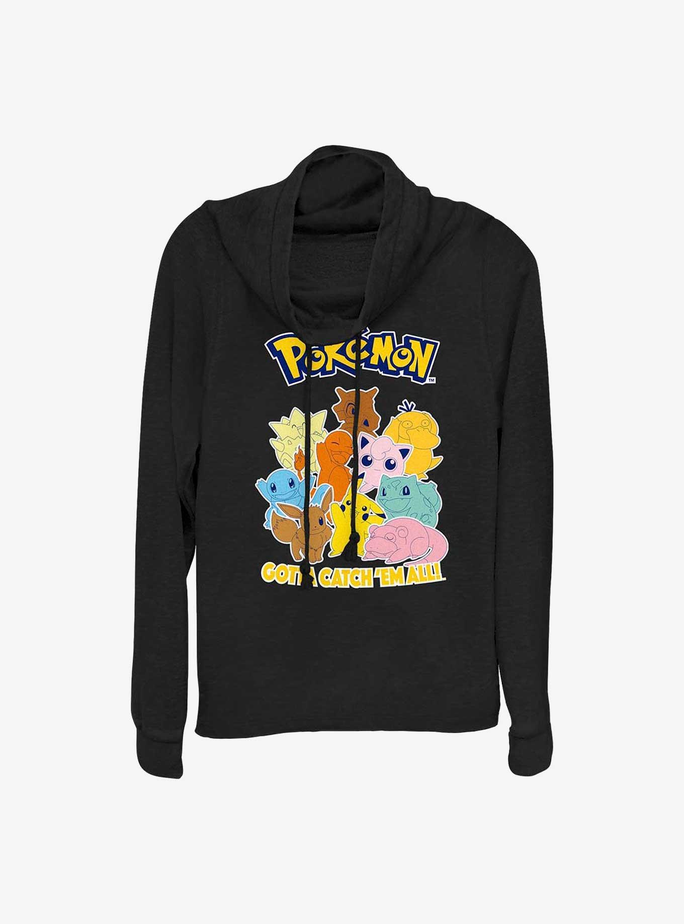 Pokemon Gotta Catch 'Em All Girls Cowl Neck Long-Sleeve Top, BLACK, hi-res