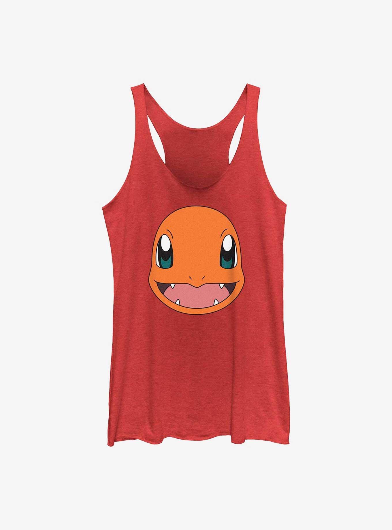 Pokemon Charmander Face Girls Raw Edge Tank, RED HTR, hi-res