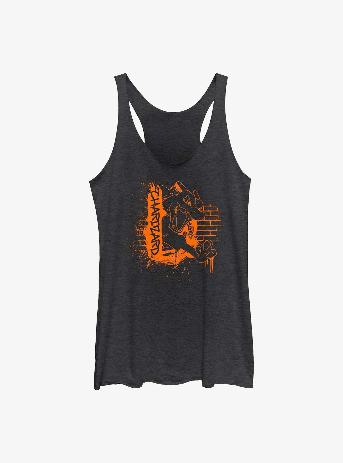 Pokemon Charizard Graffiti Girls Raw Edge Tank, BLK HTR, hi-res