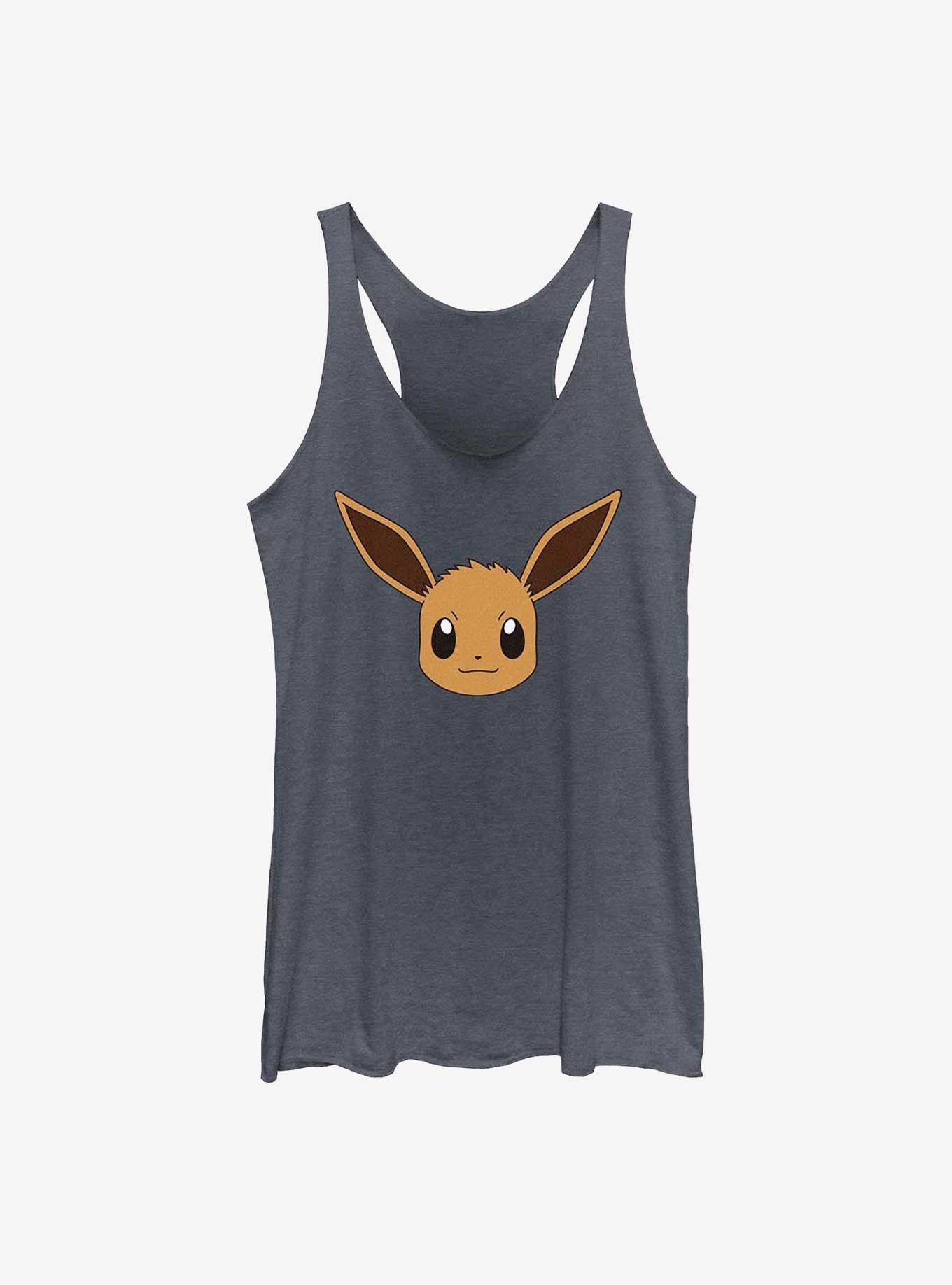 Pokemon Eevee Face Girls Raw Edge Tank, NAVY HTR, hi-res