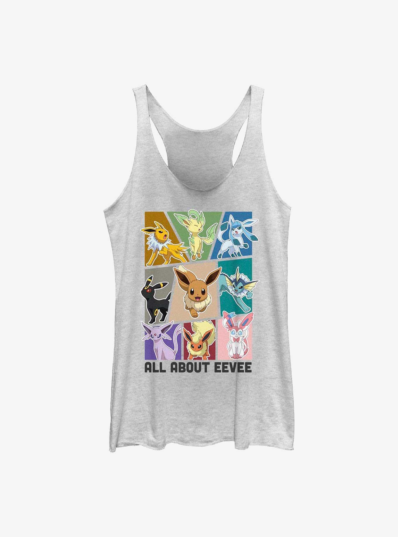 Pokemon All About Eevee Girls Raw Edge Tank, WHITE HTR, hi-res