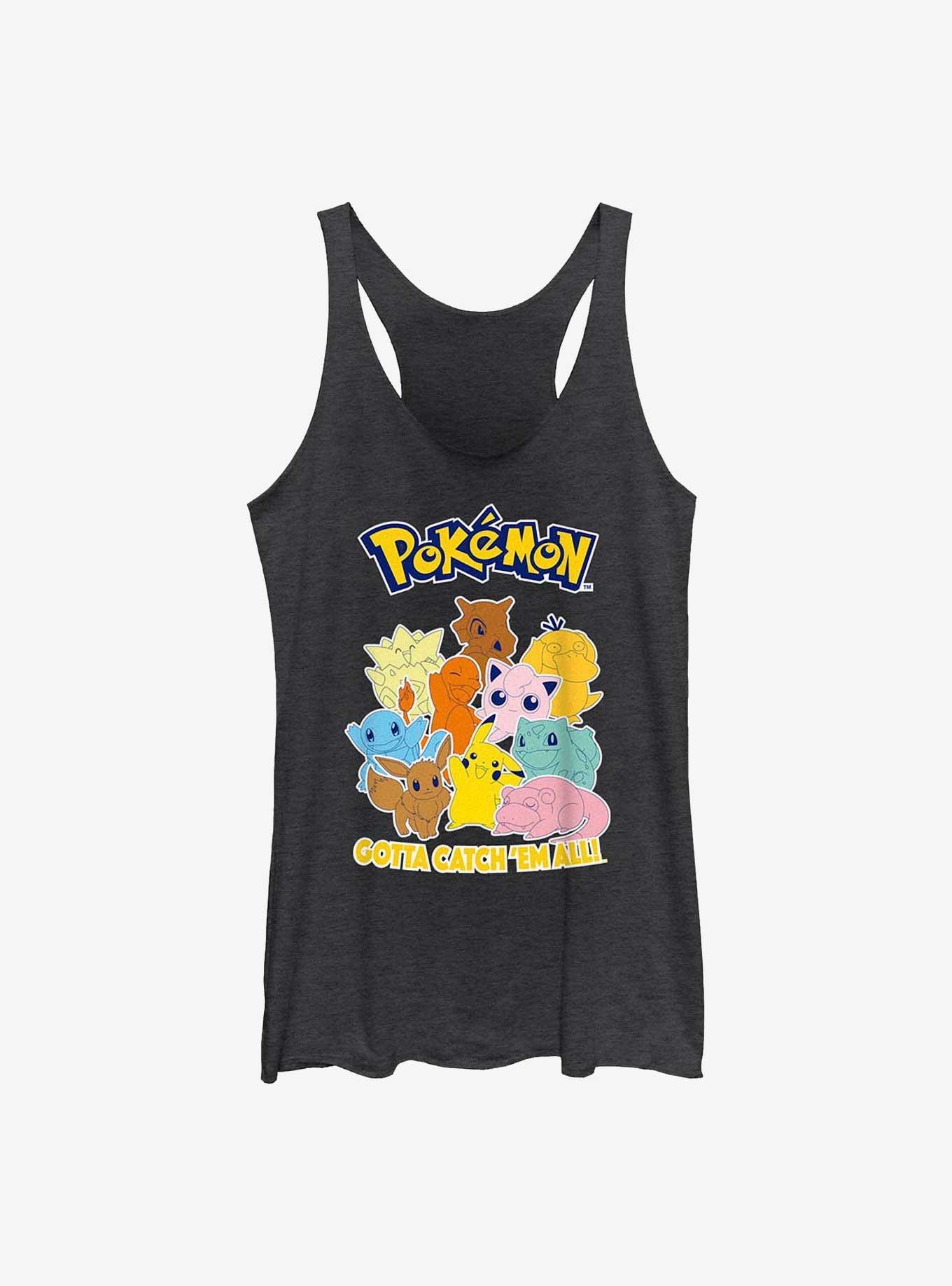 Pokemon Gotta Catch 'Em All Girls Raw Edge Tank, BLK HTR, hi-res