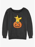 Pokemon Pikachu Pumpkin Girls Slouchy Sweatshirt, CHAR HTR, hi-res
