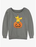 Pokemon Pikachu Pumpkin Girls Slouchy Sweatshirt, GRAY HTR, hi-res