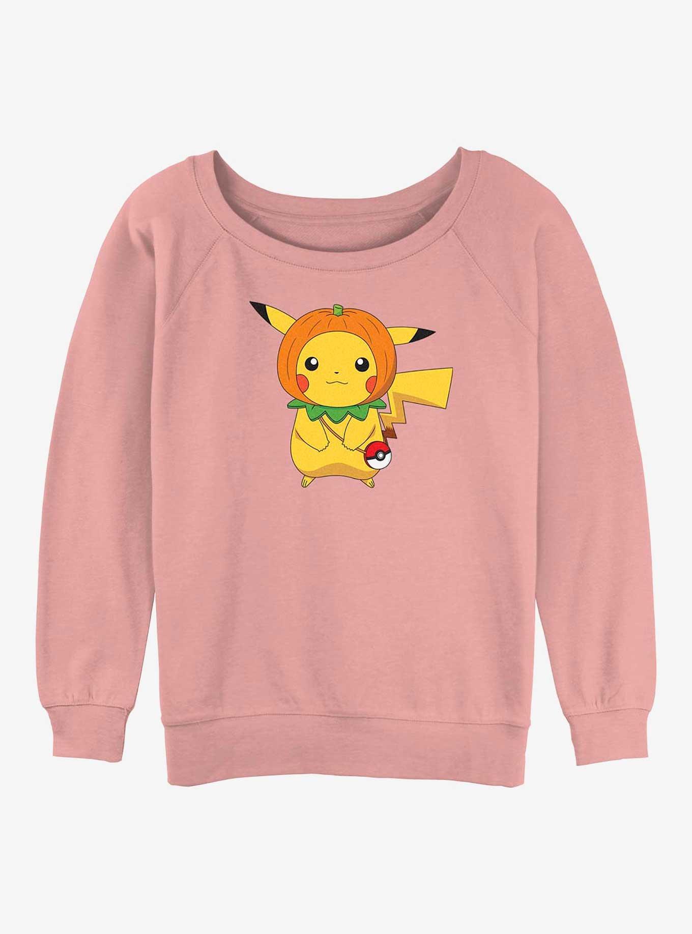 Pokemon Pikachu Pumpkin Hat Girls Slouchy Sweatshirt