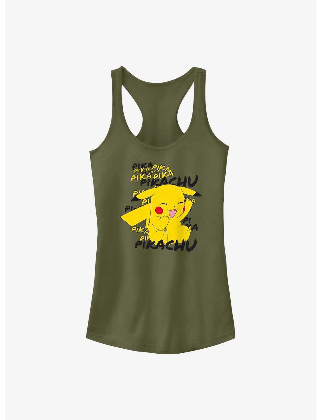 Pokemon Pikachu Laugh Girls Tank, MIL GRN, hi-res