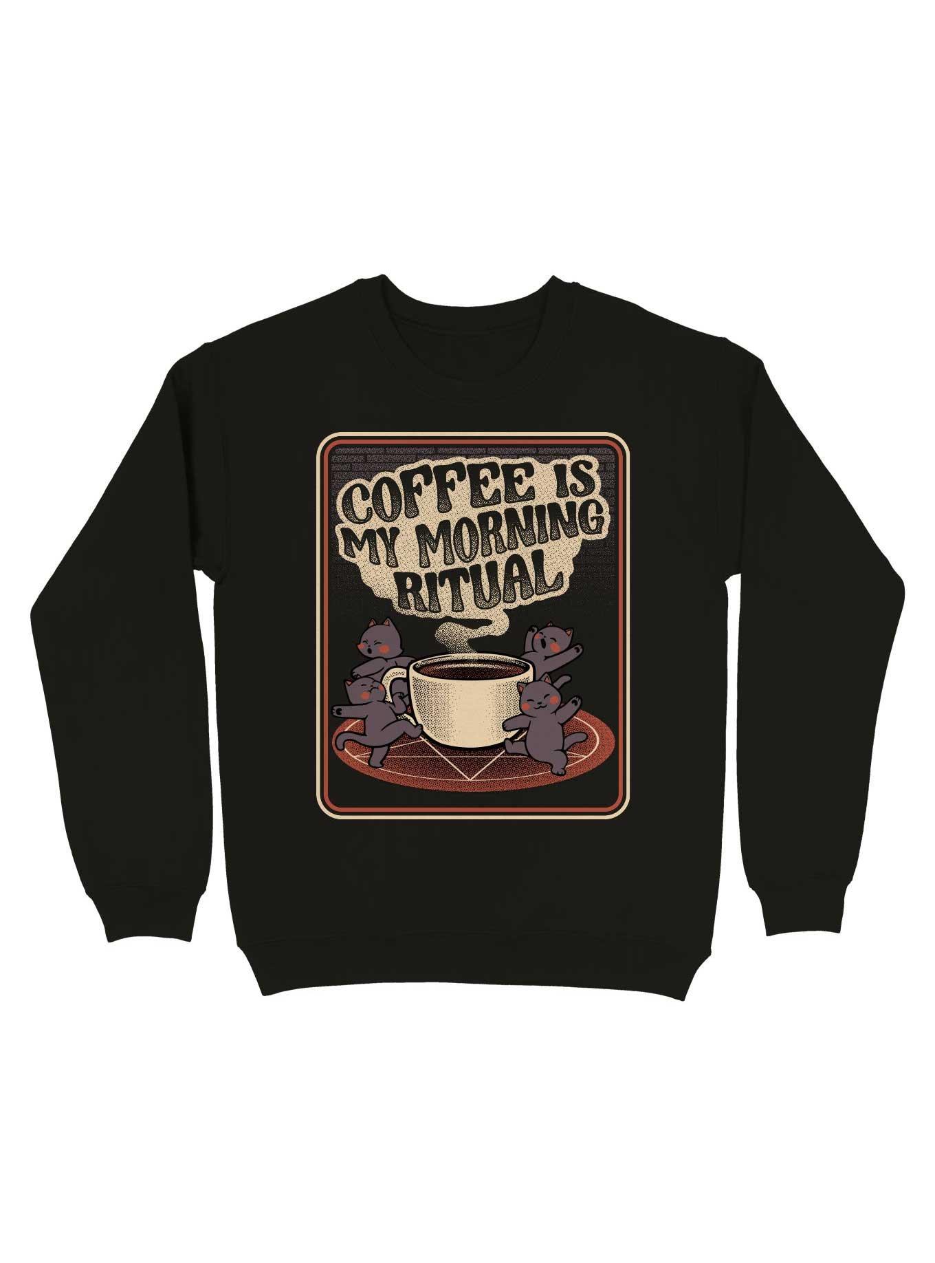 Coffee Is My Morning Ritual Cats Sweatshirt, BLACK, hi-res