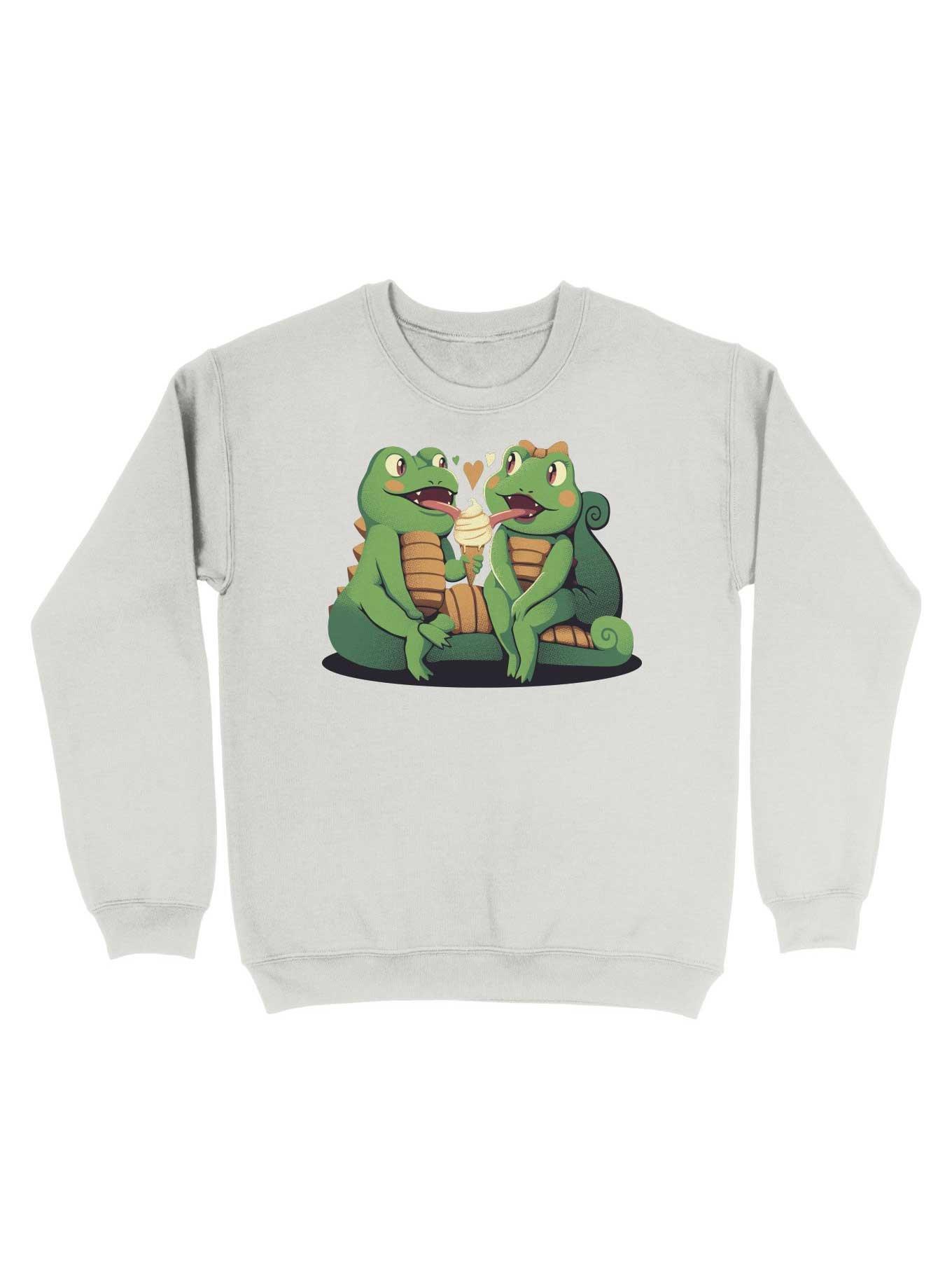 Gecko Love Ice Cream Sweatshirt, WHITE, hi-res