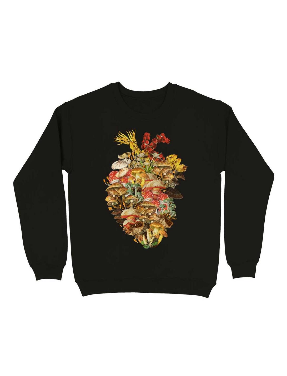 Heart Cordyceps Fungi Vintage Sweatshirt, BLACK, hi-res