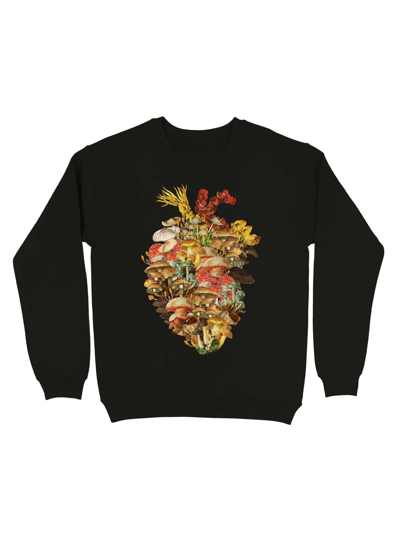 Heart Cordyceps Fungi Vintage Sweatshirt, BLACK, hi-res