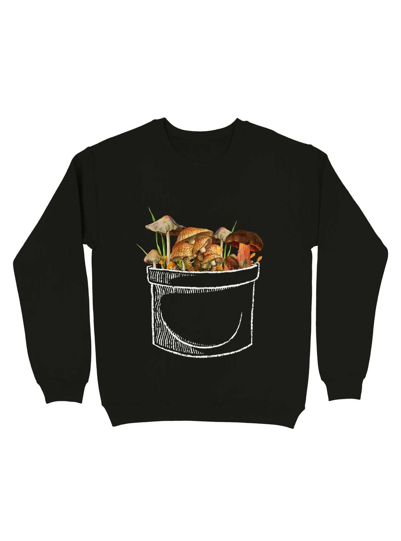 I Love Mushrooms In My Pocket Sweatshirt, BLACK, hi-res