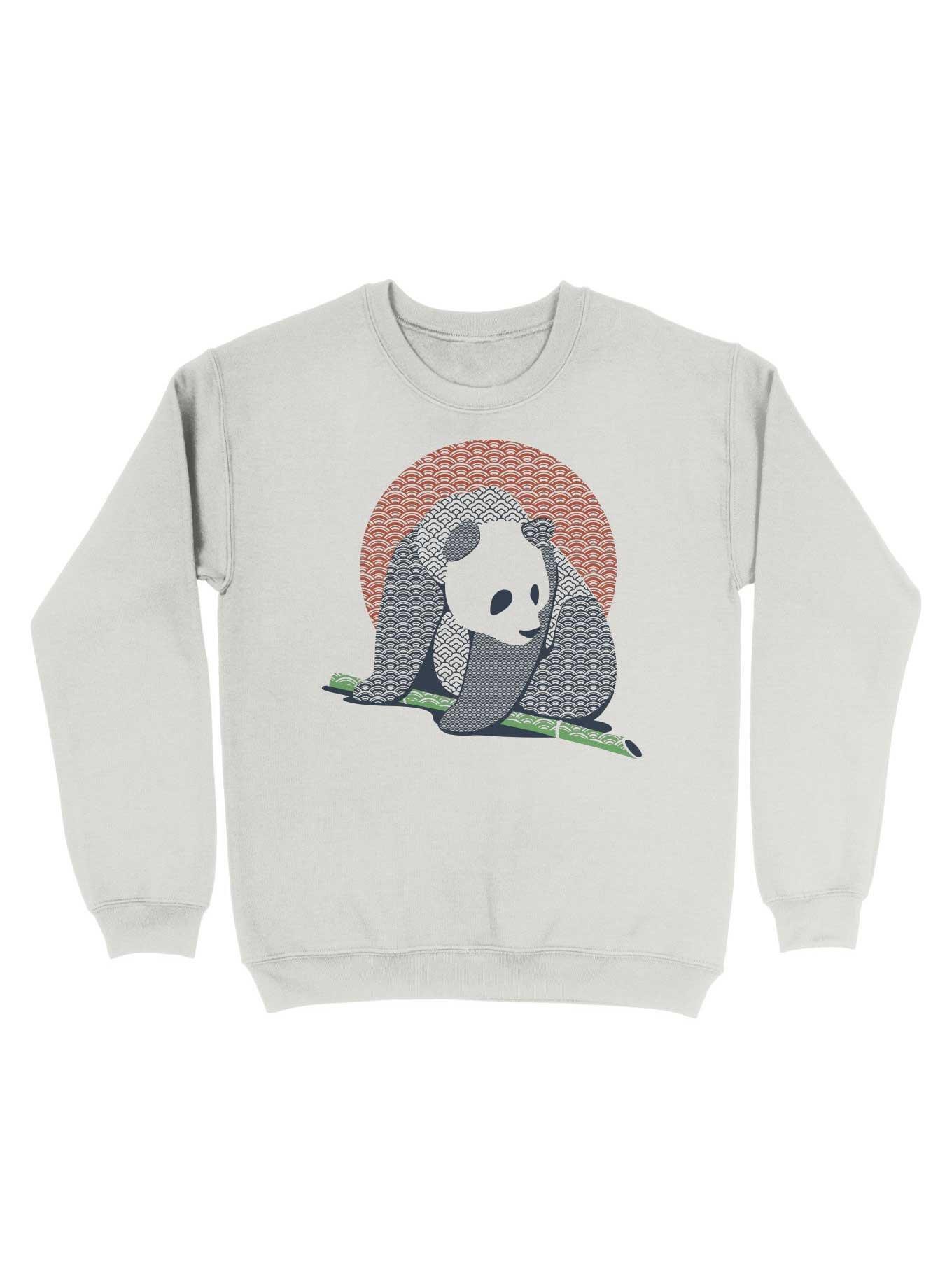 Japanese Pattern Tattooed Panda Sweatshirt, WHITE, hi-res