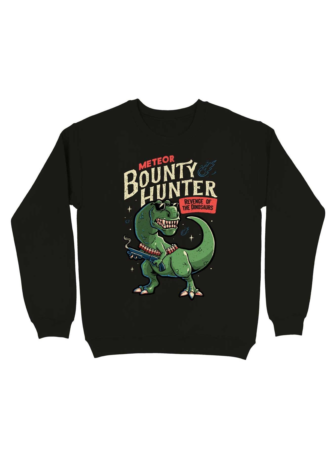 Meteor Bounty Hunter T-Rex Dinosaur Sweatshirt, BLACK, hi-res
