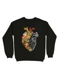 Mushroom Heart Vintage Nature Sweatshirt, BLACK, hi-res