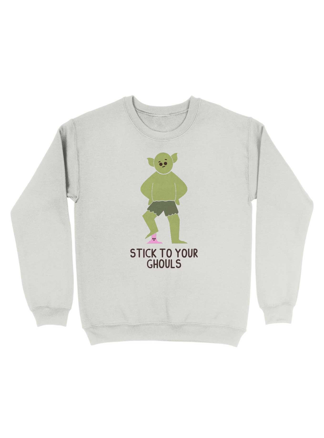 Stick To Your Ghouls Sweatshirt, WHITE, hi-res