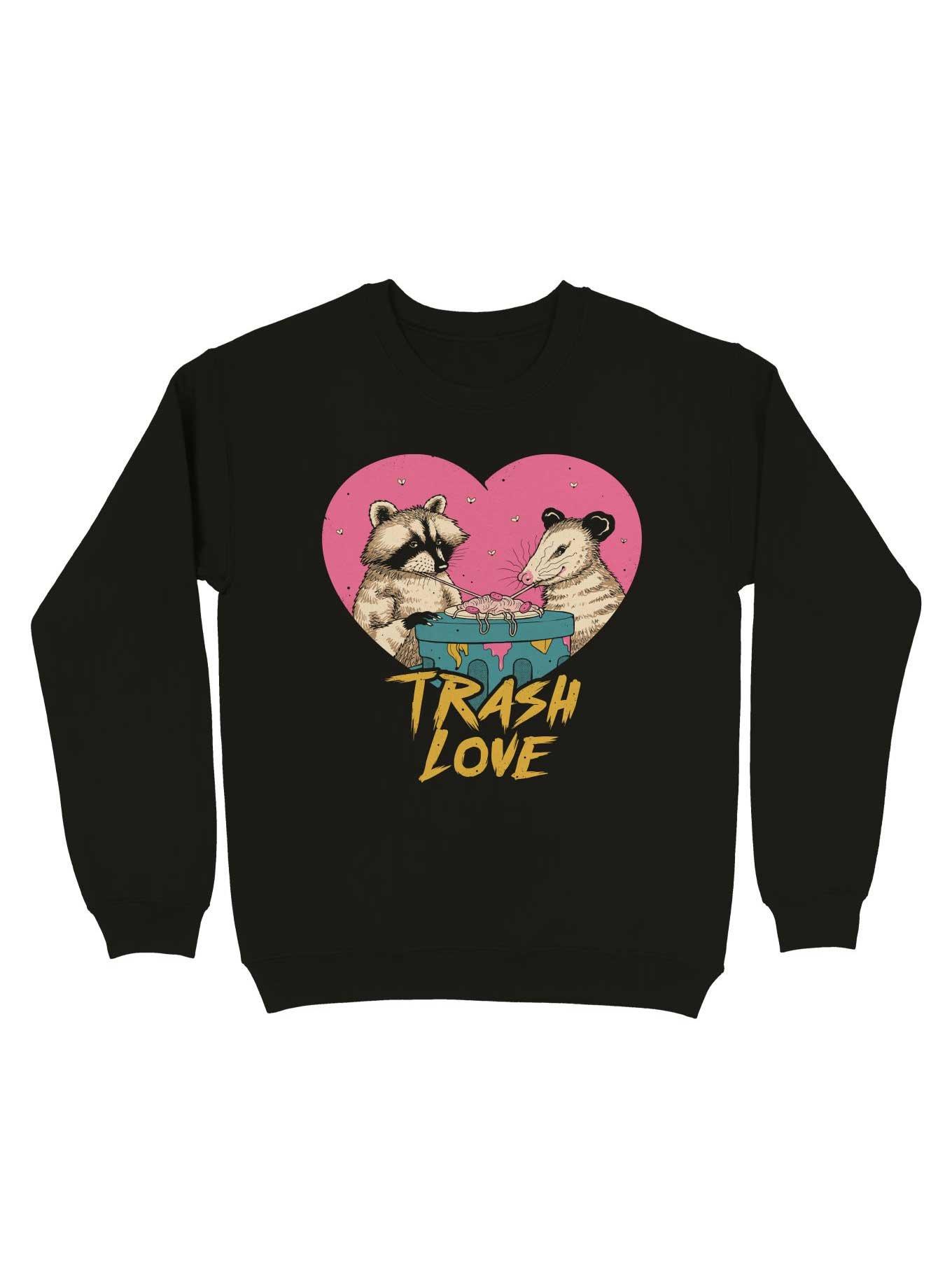 Trash Love Raccoon And Possum Sweatshirt, BLACK, hi-res