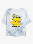 Pokemon Pikachu Laugh Womens Tie-Dye Crop T-Shirt, WHITEBLUE, hi-res