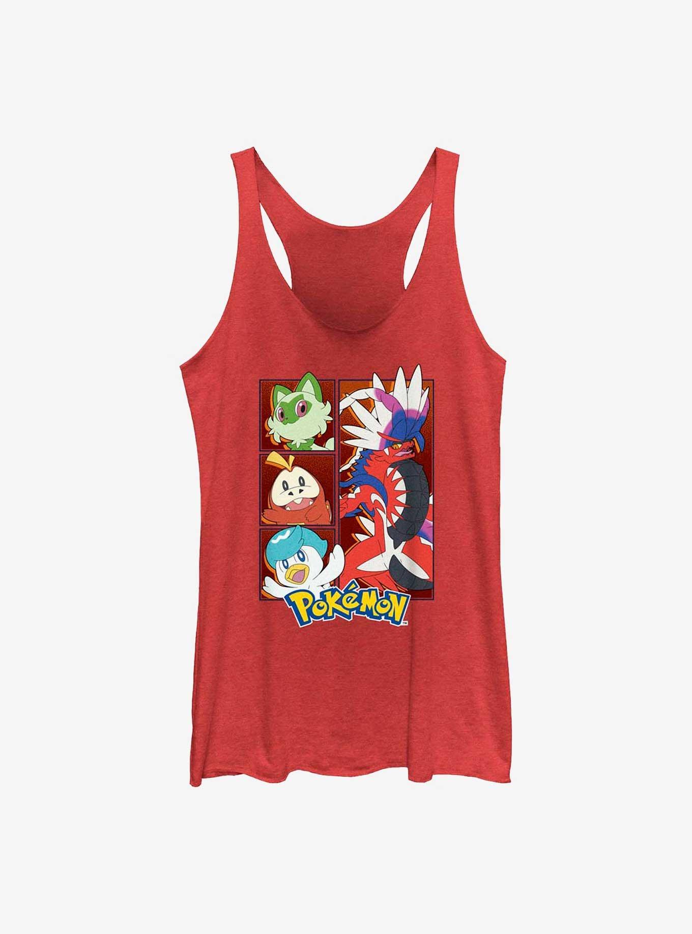 Pokemon Koraidon Generation 9 Starters Womens Tank Top, RED HTR, hi-res