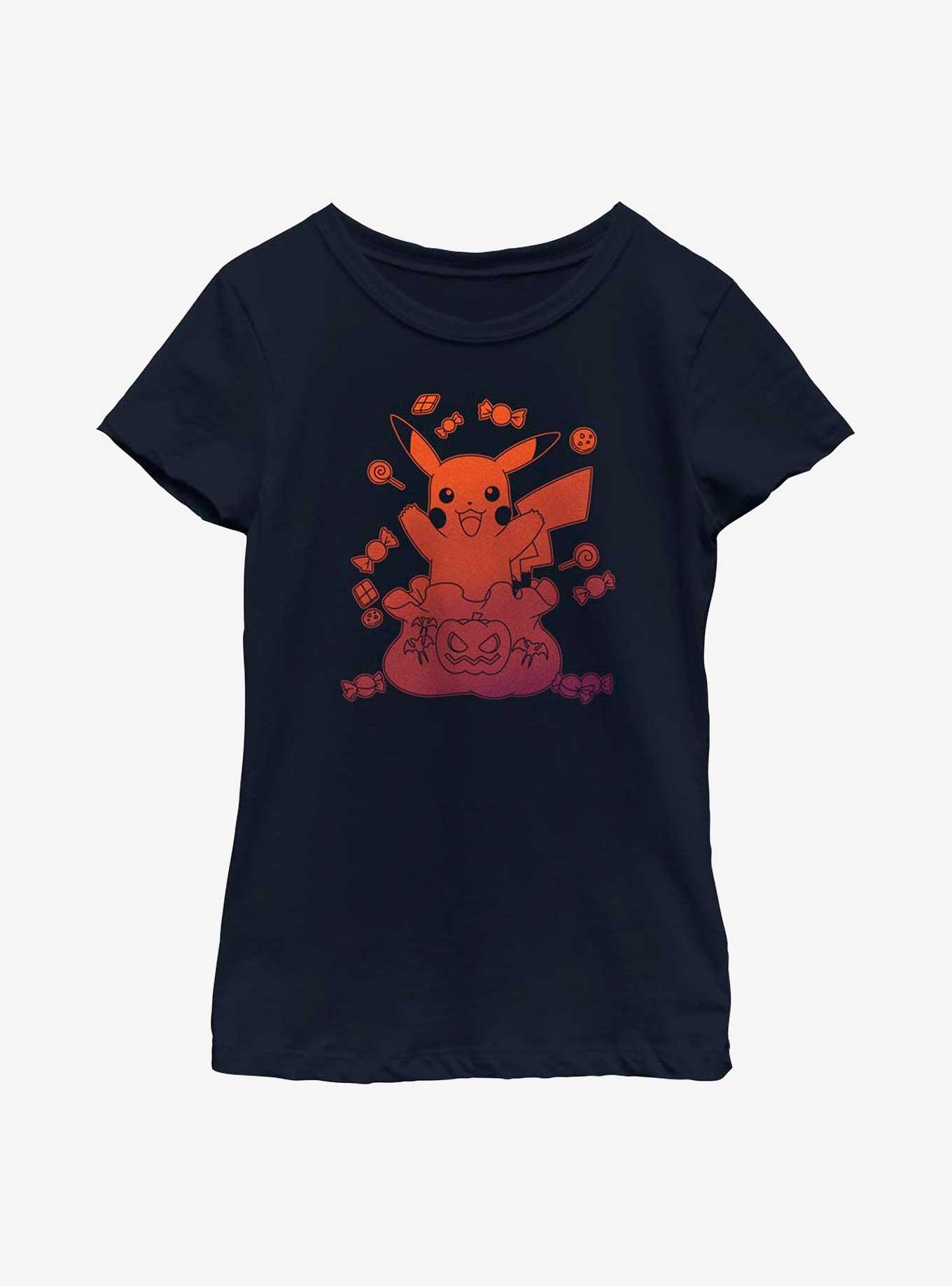 Pokemon Pikachu Halloween Candy Youth Girls T-Shirt, NAVY, hi-res