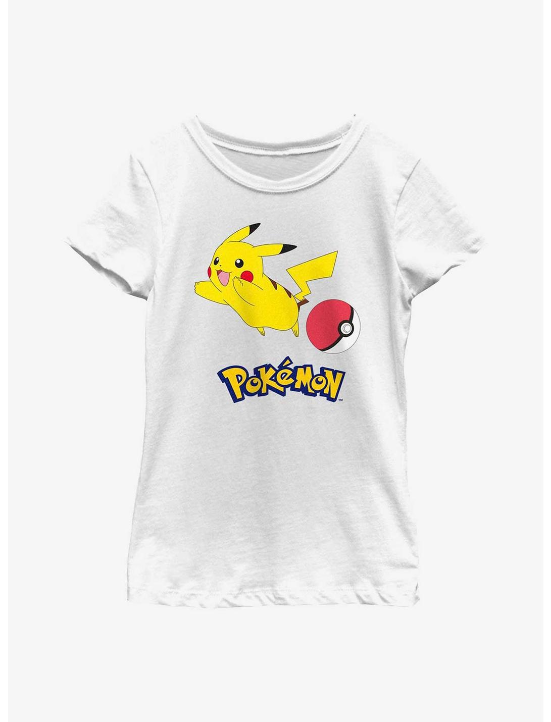 Pokemon Pikachu Pokeball Youth Girls T-Shirt, WHITE, hi-res