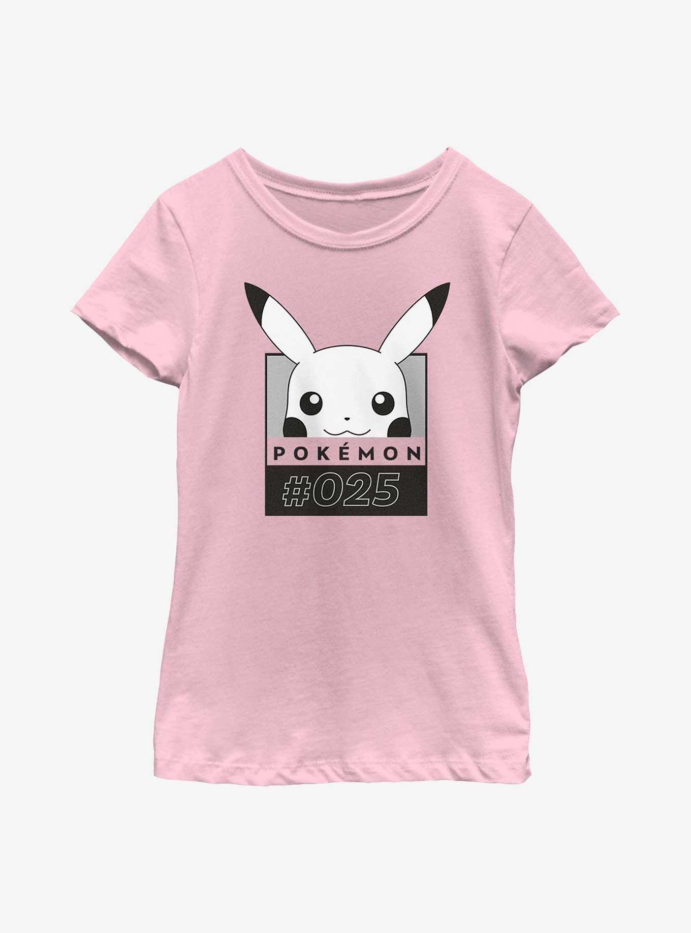Pokemon Pikachu Face Number Youth Girls T-Shirt, PINK, hi-res