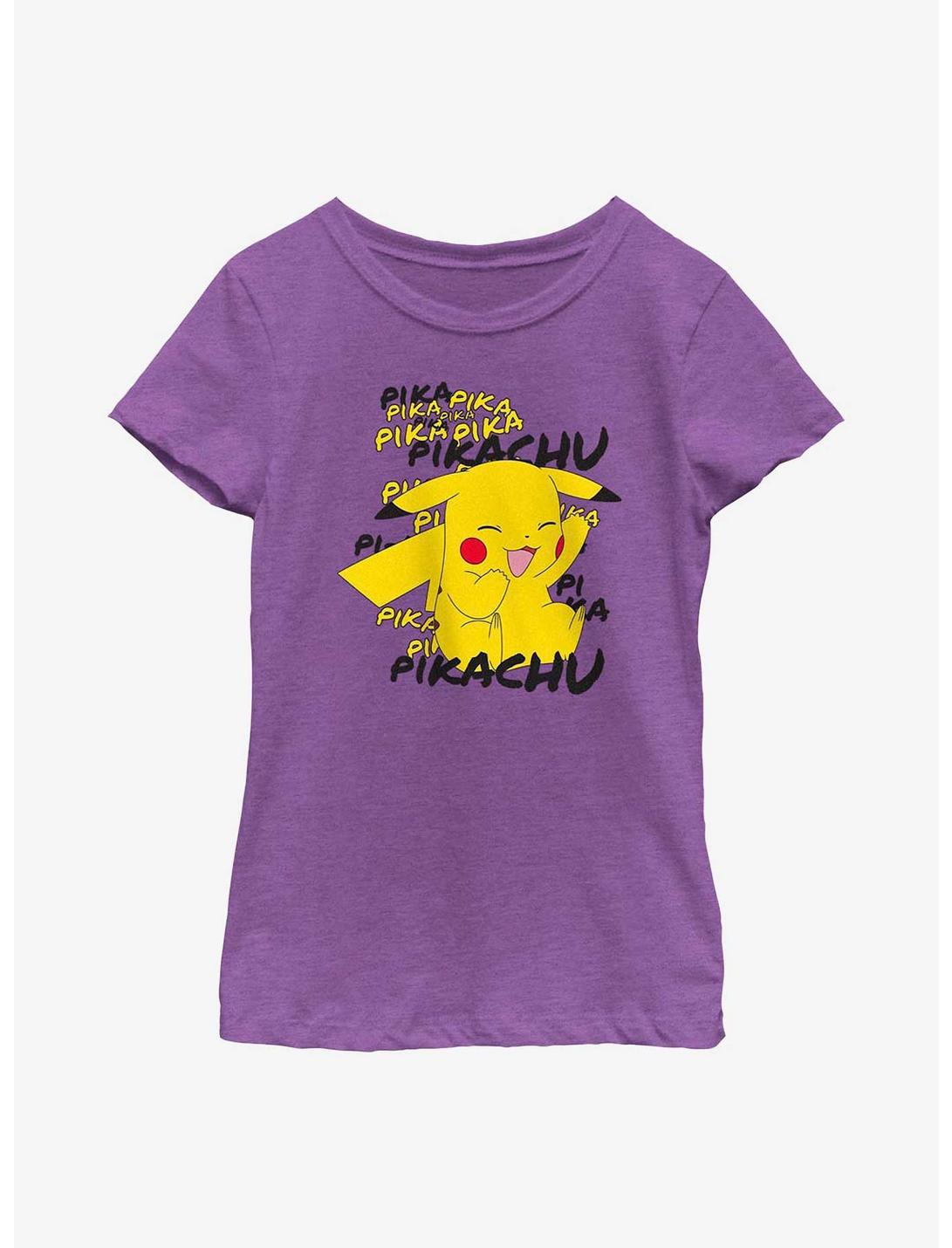 Pokemon Pikachu Laugh Youth Girls T-Shirt, PURPLE BERRY, hi-res