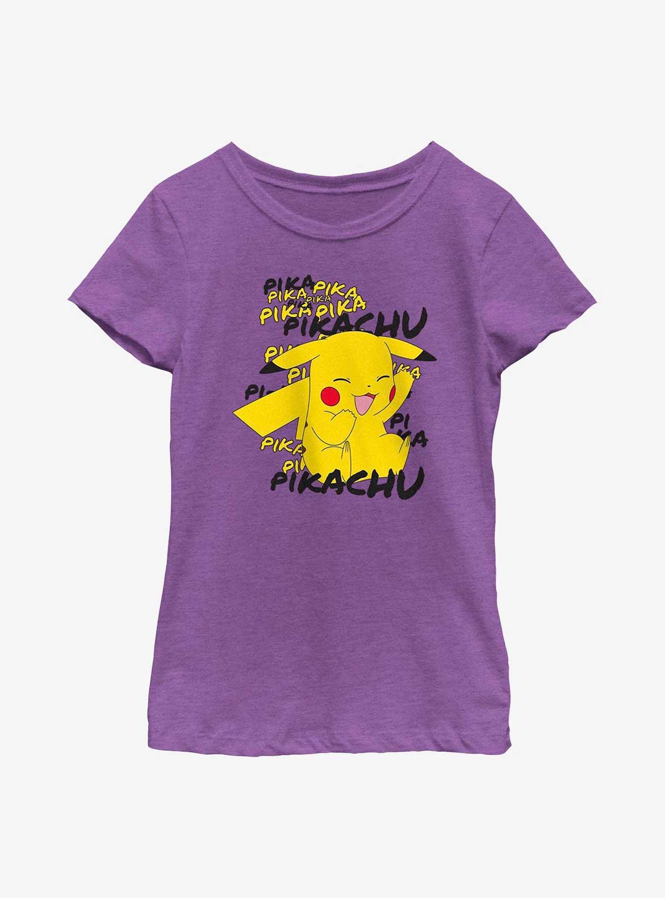 Pokemon Pikachu Laugh Youth Girls T-Shirt, PURPLE BERRY, hi-res