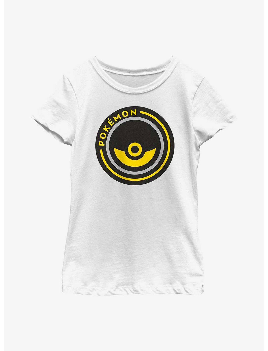 Pokemon Pokeball Circle Badge Youth Girls T-Shirt, WHITE, hi-res