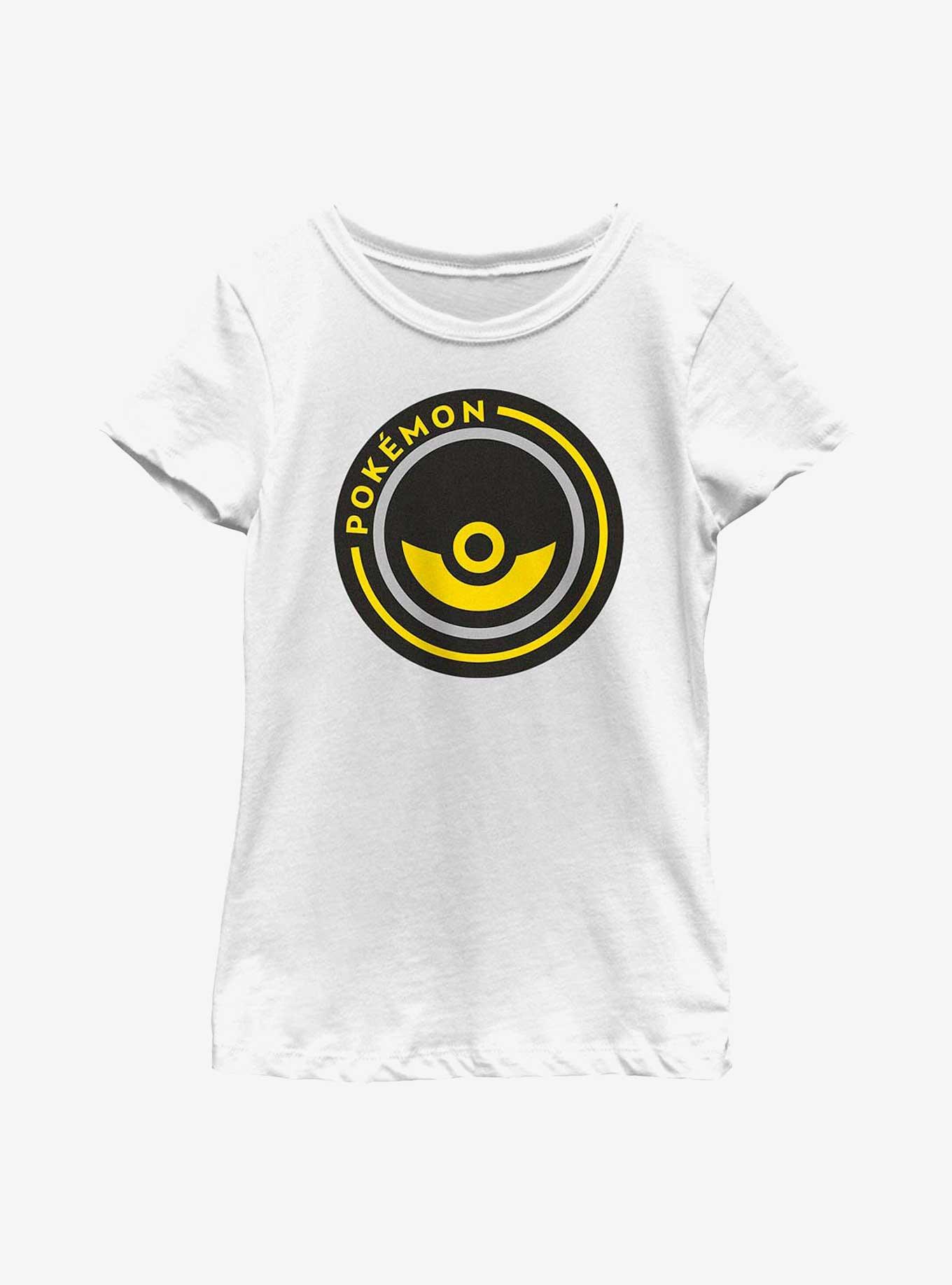 Pokemon Pokeball Circle Badge Youth Girls T-Shirt, WHITE, hi-res