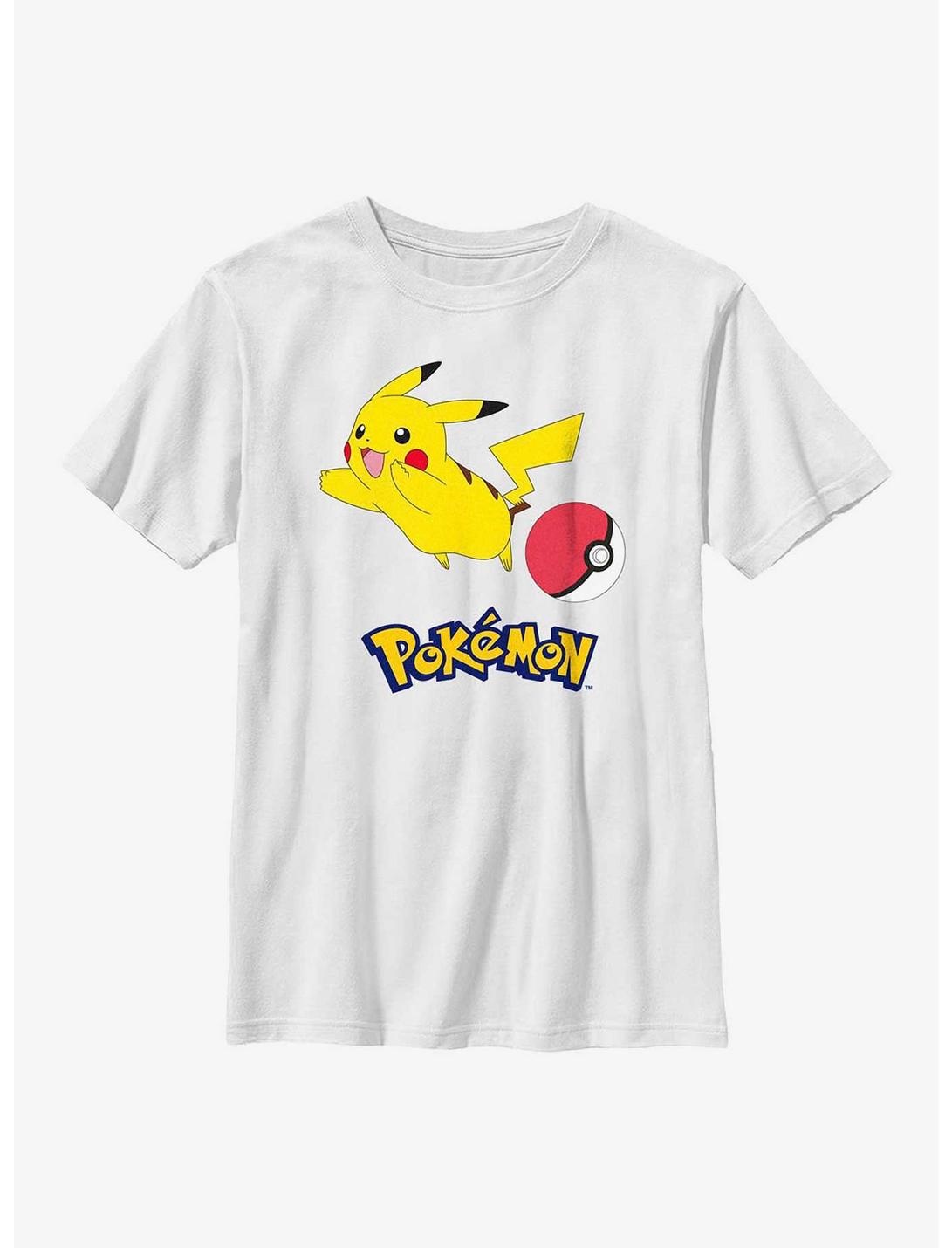 Pokemon Pikachu Pokeball Youth T-Shirt, WHITE, hi-res