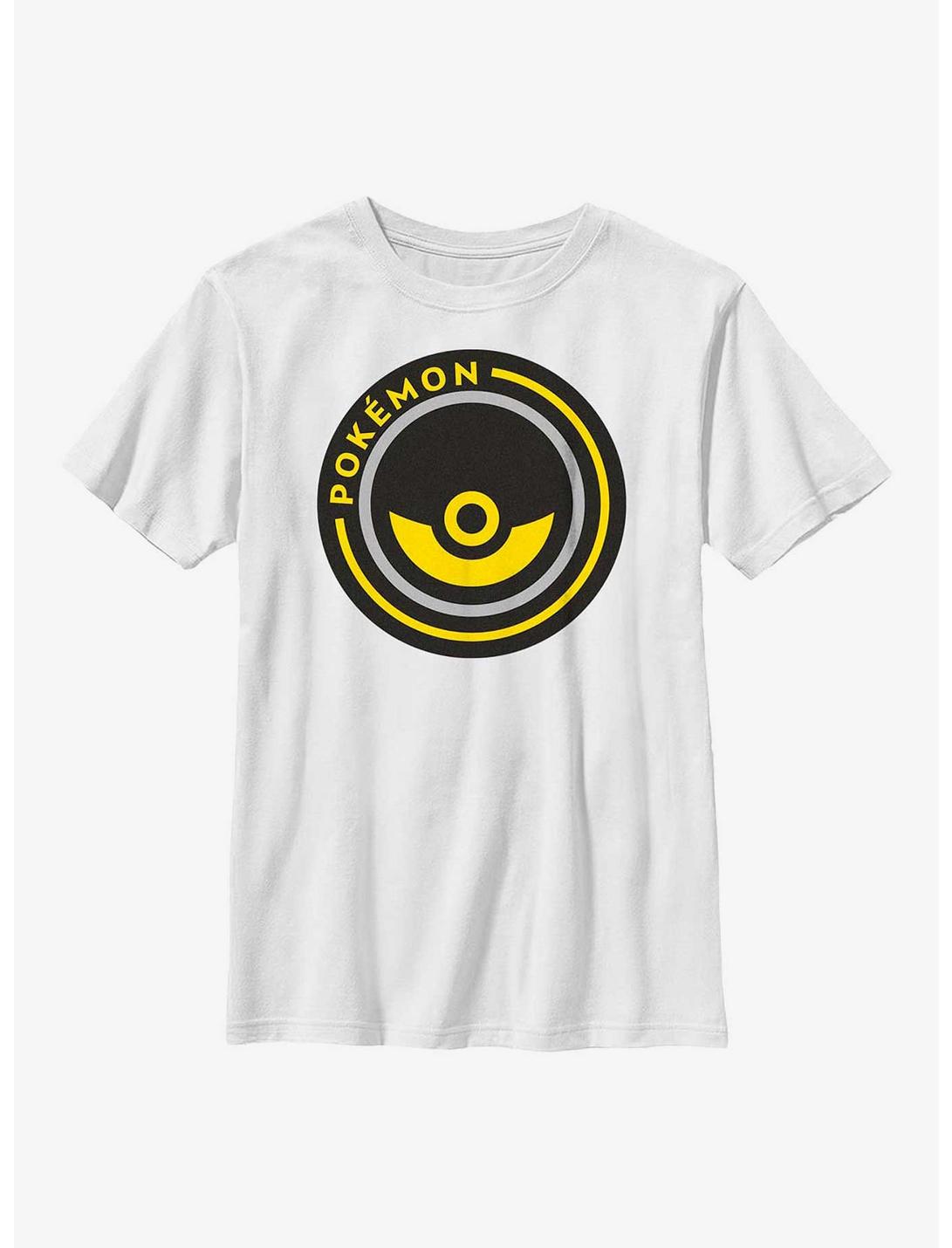 Pokemon Pokeball Circle Badge Youth T-Shirt, WHITE, hi-res