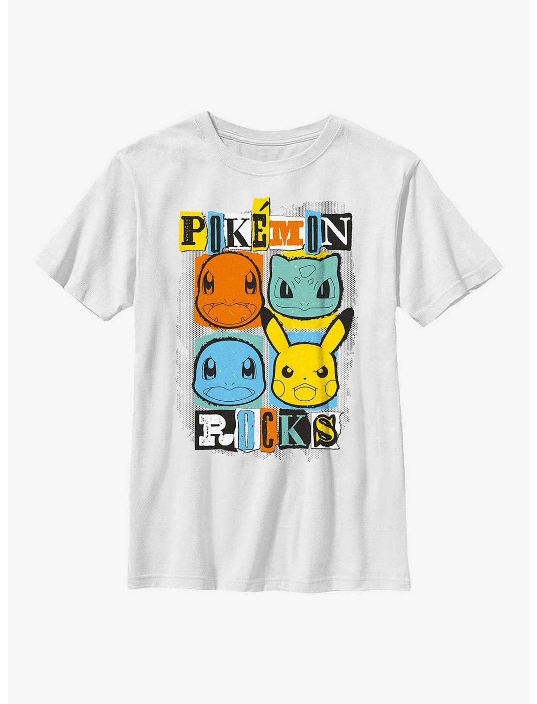 Pokemon Starters Rocks Youth T-Shirt, WHITE, hi-res