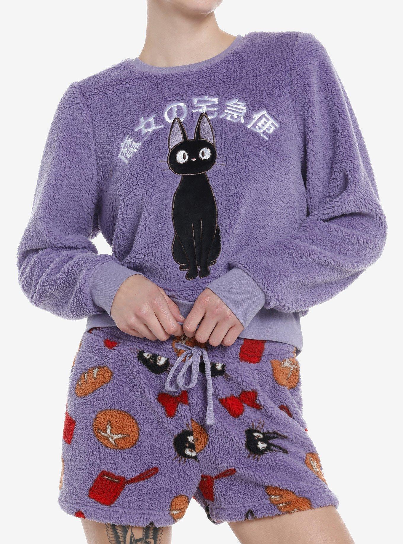 Studio Ghibli Kiki's Delivery Service Jiji Fuzzy Girls Lounge Set, PURPLE, hi-res