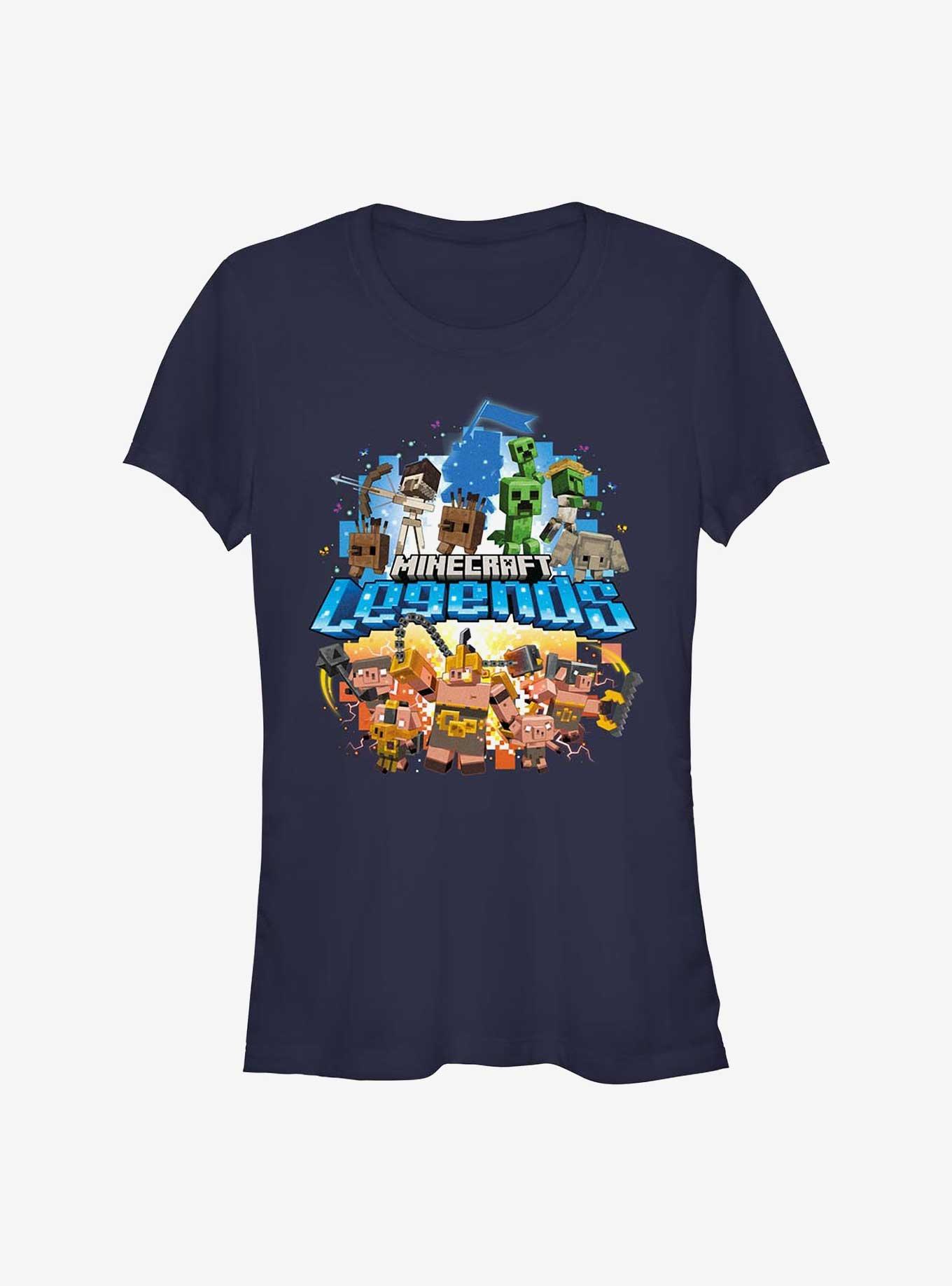 Minecraft Legends Overworld vs. Nether Girls T-Shirt, NAVY, hi-res