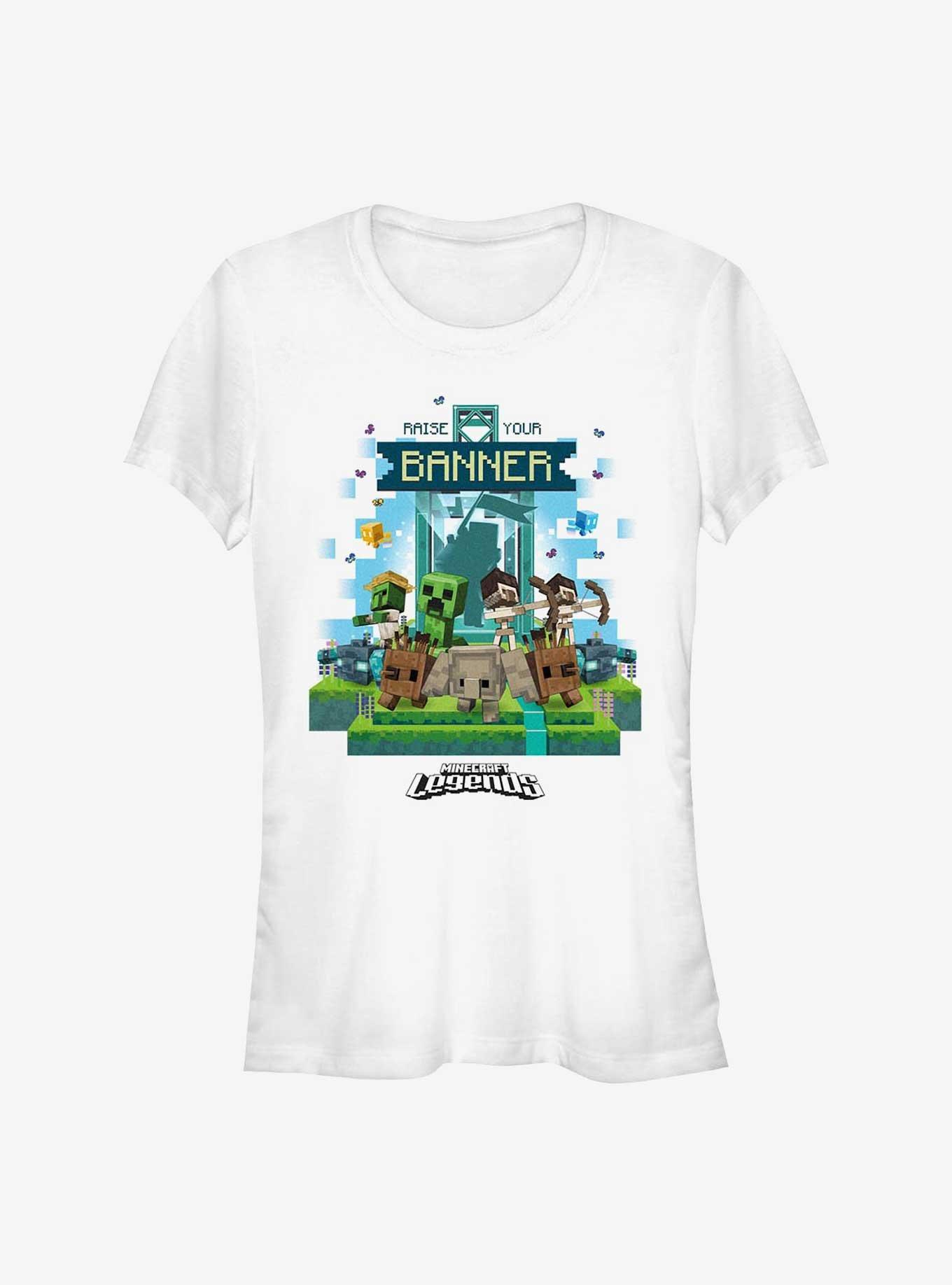 Minecraft Legends Raise Your Banner Girls T-Shirt, WHITE, hi-res