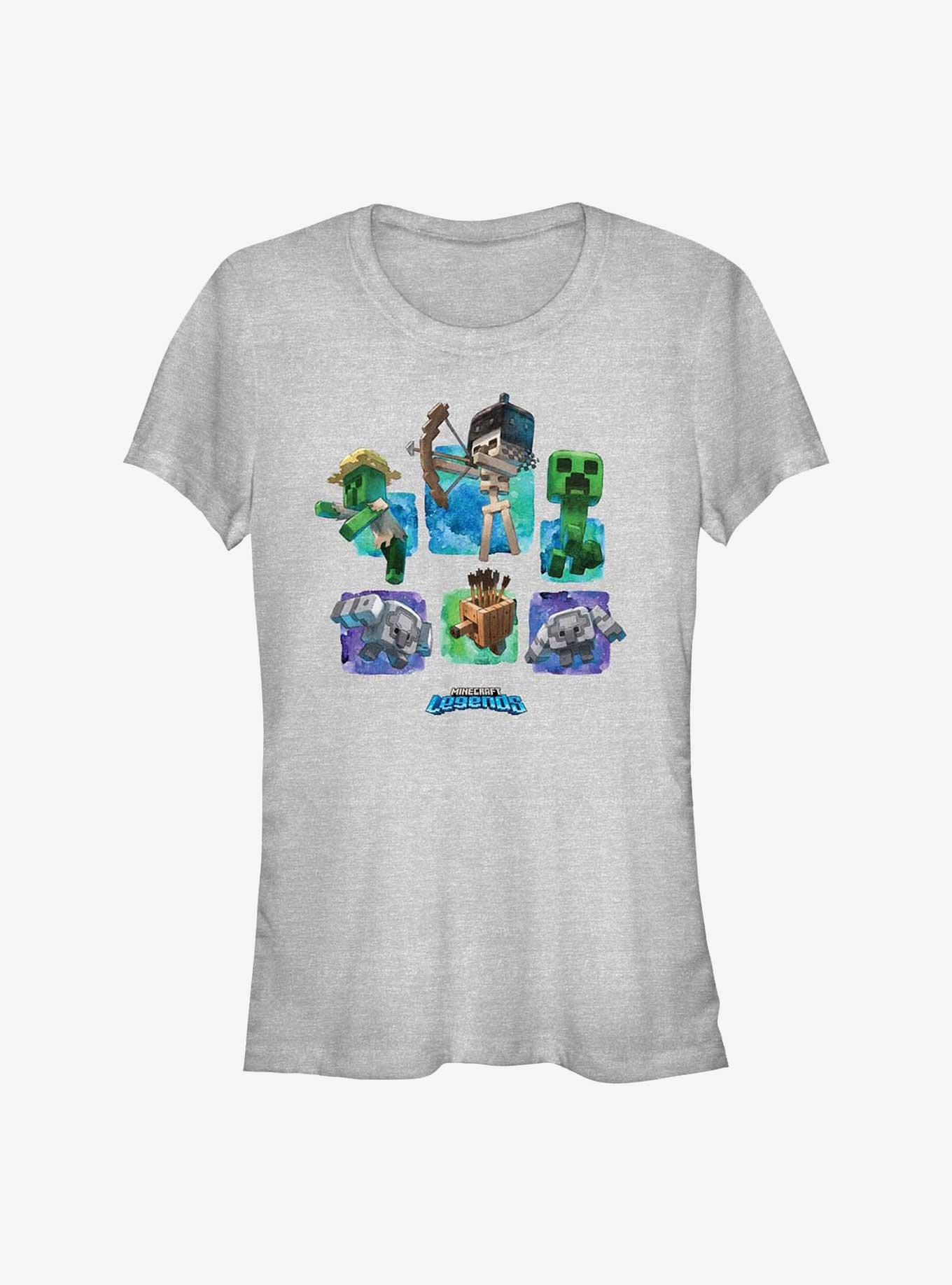 Minecraft Legends Watercolor Mobs Girls T-Shirt, ATH HTR, hi-res