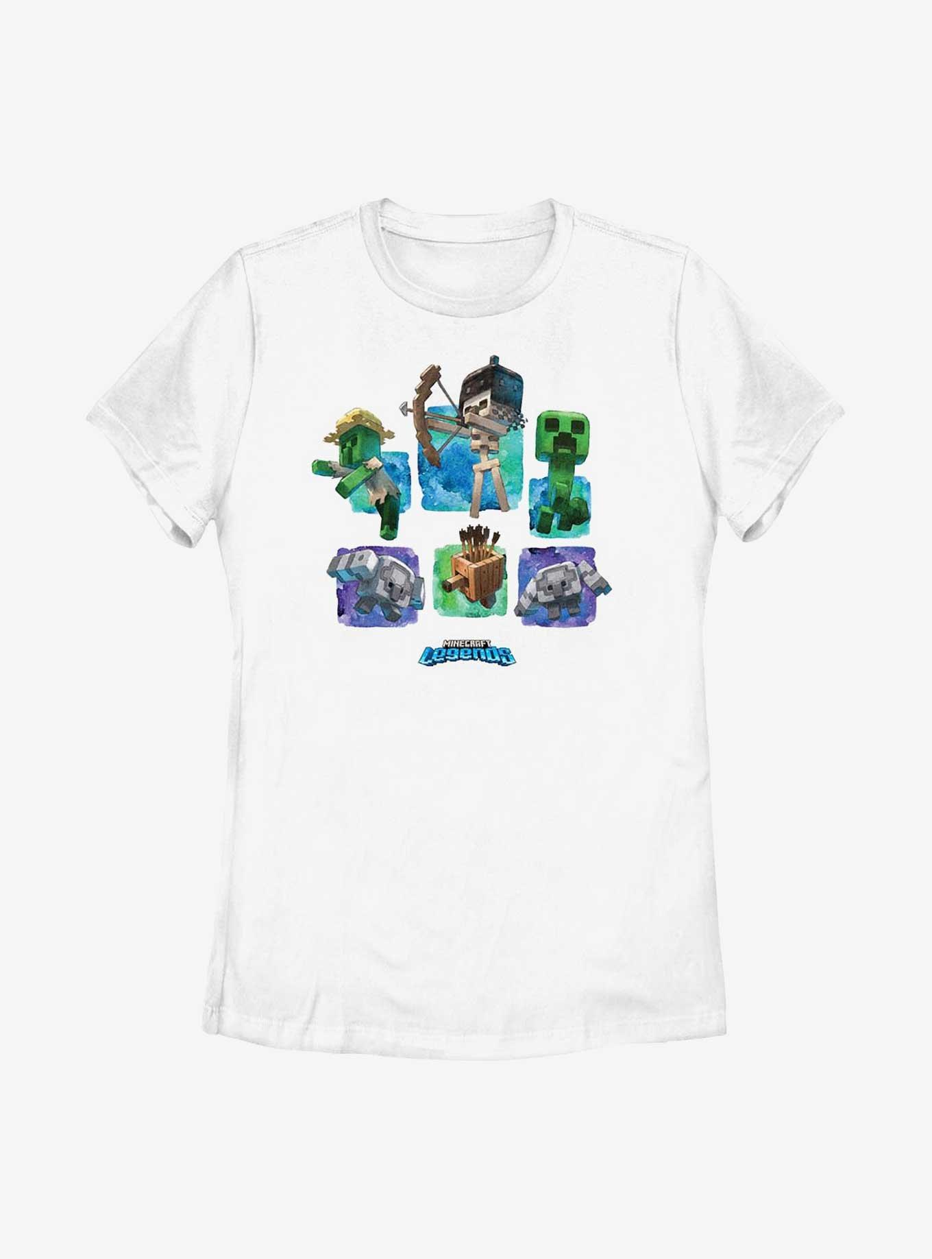 Minecraft Legends Watercolor Mobs Womens T-Shirt, WHITE, hi-res