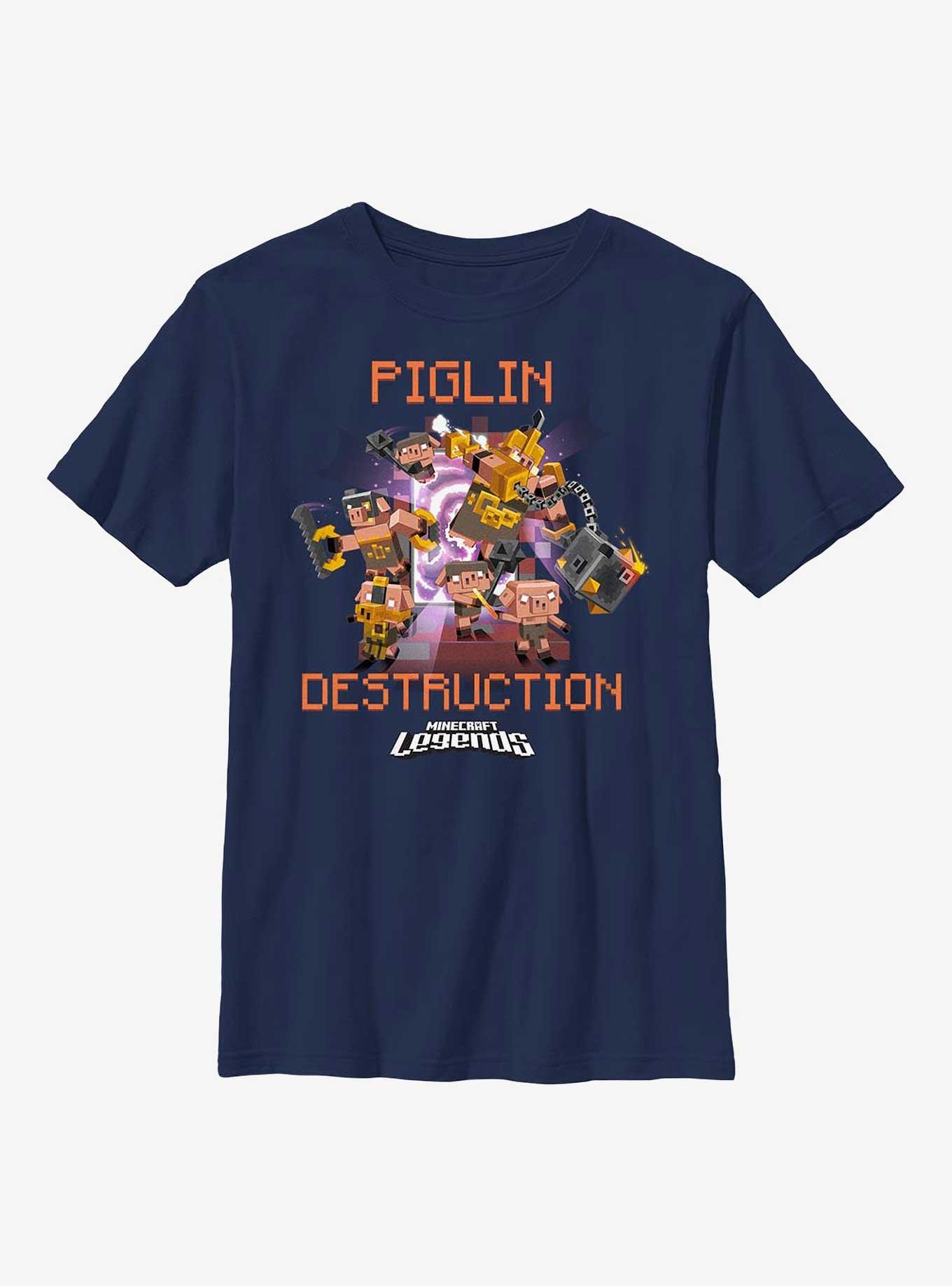 Minecraft Legends Piglin Destruction Youth T-Shirt, NAVY, hi-res