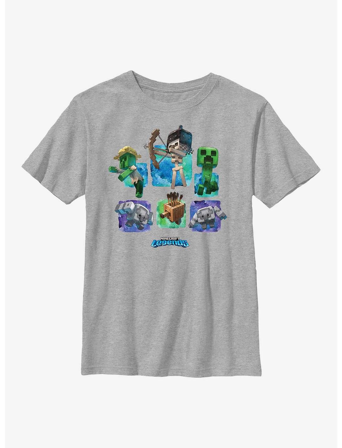 Minecraft Legends Watercolor Mobs Youth T-Shirt, ATH HTR, hi-res