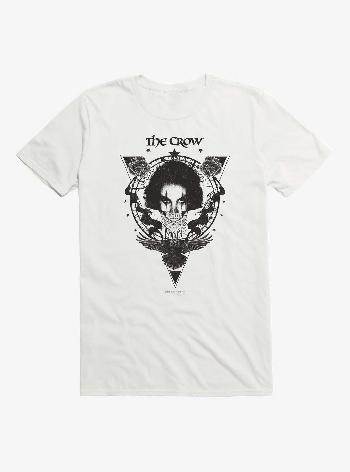 The Crow Half Skull T-Shirt, WHITE, hi-res