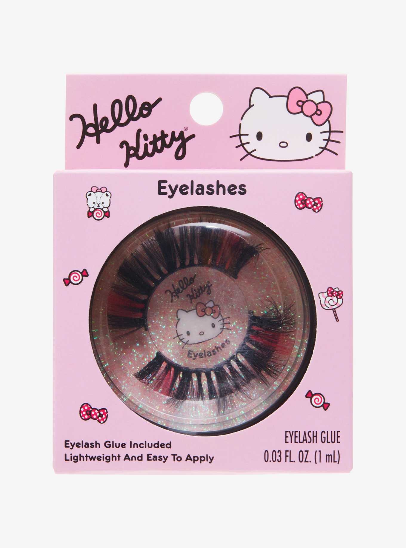 Hello Kitty Pink & Black Faux Eyelashes, , hi-res