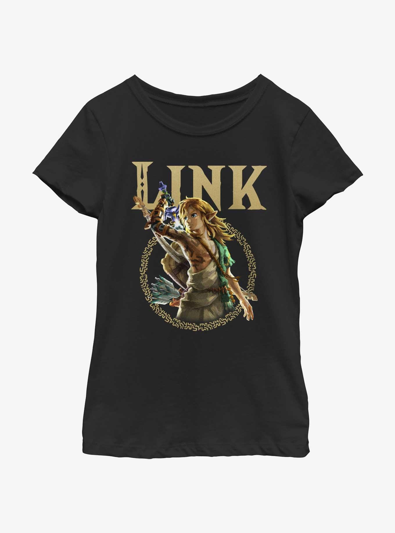 The Legend of Zelda: Tears of the Kingdom Link Badge Youth Girls T-Shirt, BLACK, hi-res