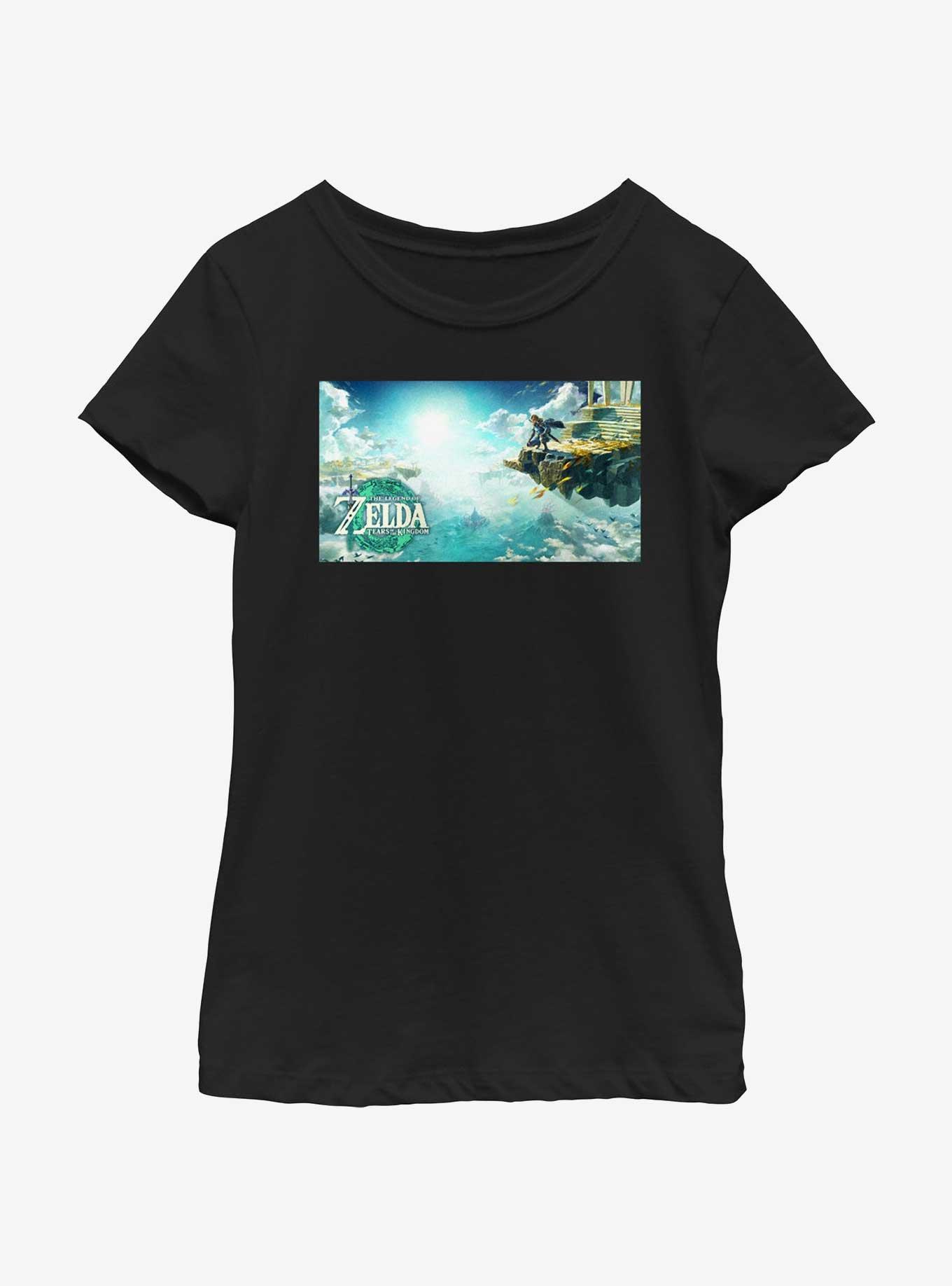 The Legend of Zelda: Tears of the Kingdom Scenic Poster Youth Girls T-Shirt, BLACK, hi-res