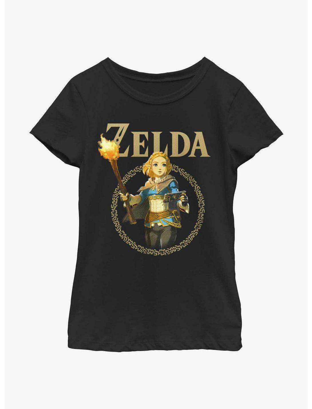 The Legend of Zelda: Tears of the Kingdom Zelda Badge Youth Girls T-Shirt, BLACK, hi-res